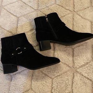 Essex Lane Black Suede Ankle Boots, Size 8.